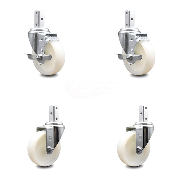 Service Caster 4 Inch Nylon Wheel Swivel 3/4 Inch Square Stem Caster Brakes SCC, 2PK SCC-SQ20S414-NYS-TLB-34-2-S-2 - main